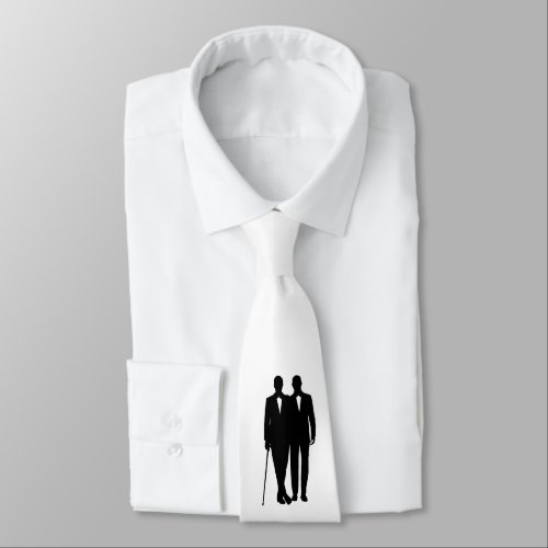 Gay Wedding Black and White Grooms Neck Tie