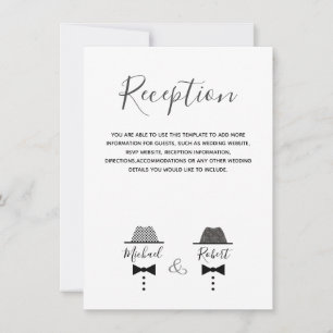 Gay Wedding Black and White Information Card