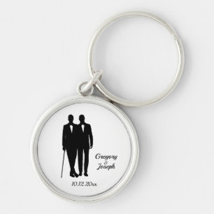 Gay Wedding Black and White Keychain