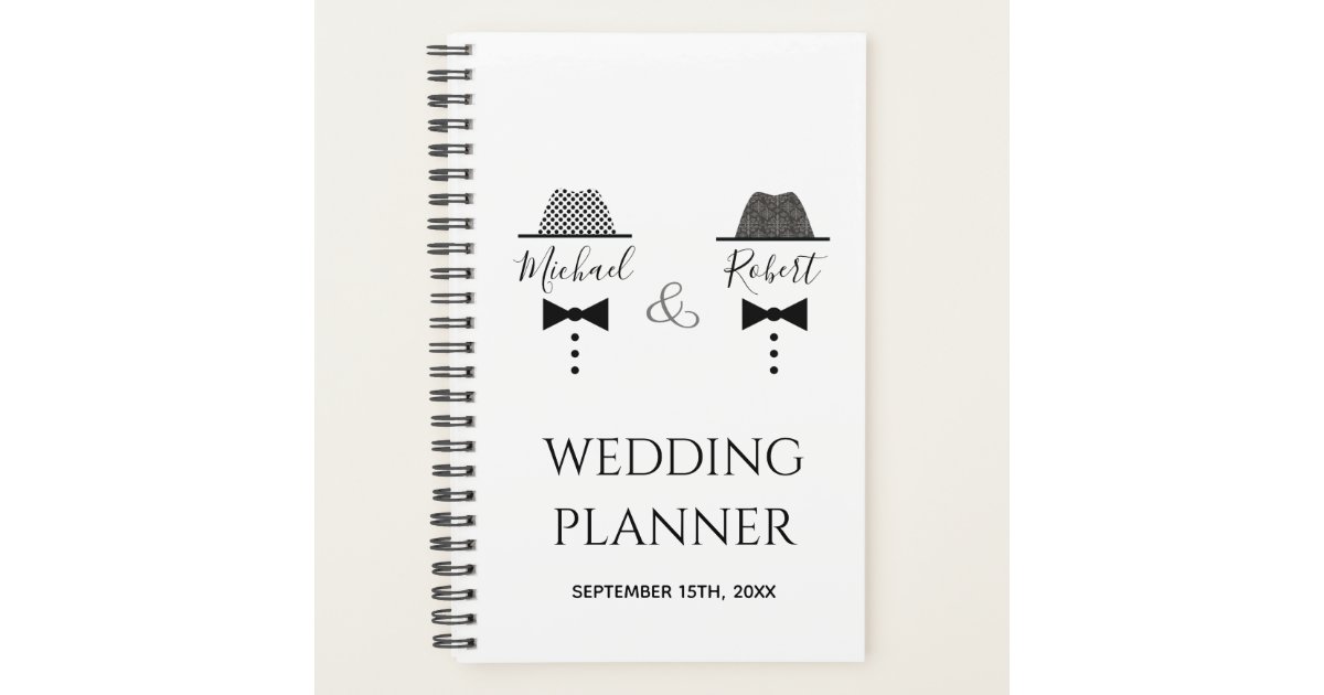 Gay Wedding Black And White Planner Zazzle Com