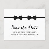 Gay Wedding Bow Ties Minimalist Save the Date Announcement Postcard (Front)