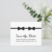 Gay Wedding Bow Ties Minimalist Save the Date Announcement Postcard (Standing Front)
