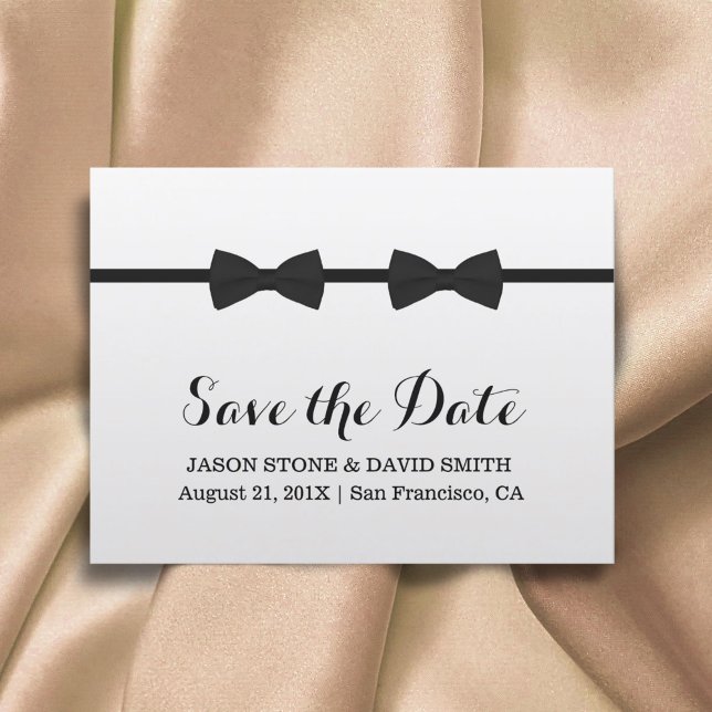 Gay Wedding Bow Ties Minimalist Save the Date Announcement Postcard