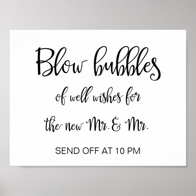 Gay wedding bubbles sign | Simple Calligraphy (Front)