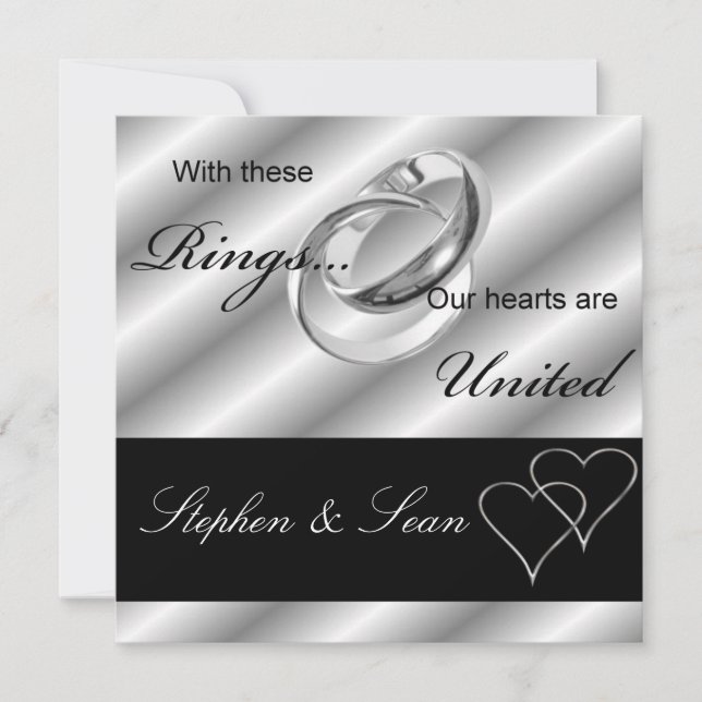 Gay Wedding Ceremony Silver Invitation (Front)