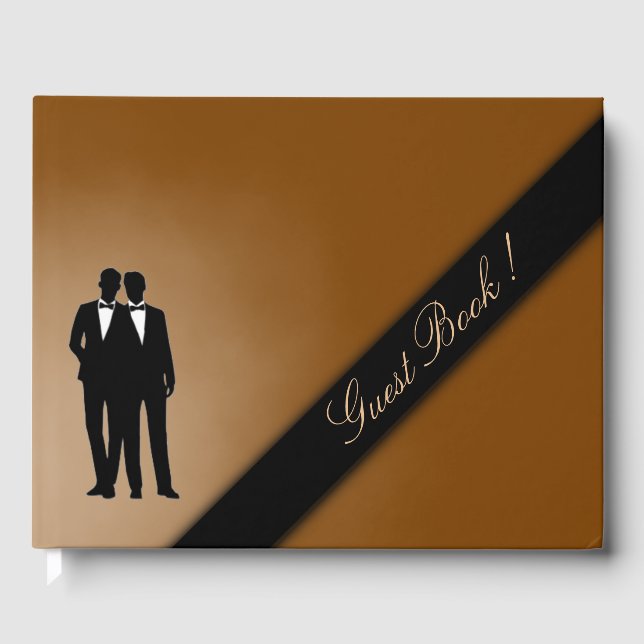 Gay Wedding Chocolate Brown Guest Book (Front)