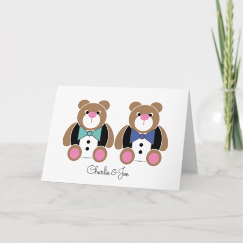 Gay wedding congratulations cute teddy bear card