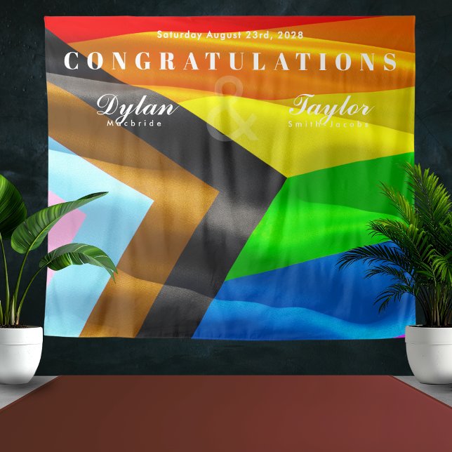 Gay Wedding Congratulations Pride Flag Backdrop (Creator Uploaded)