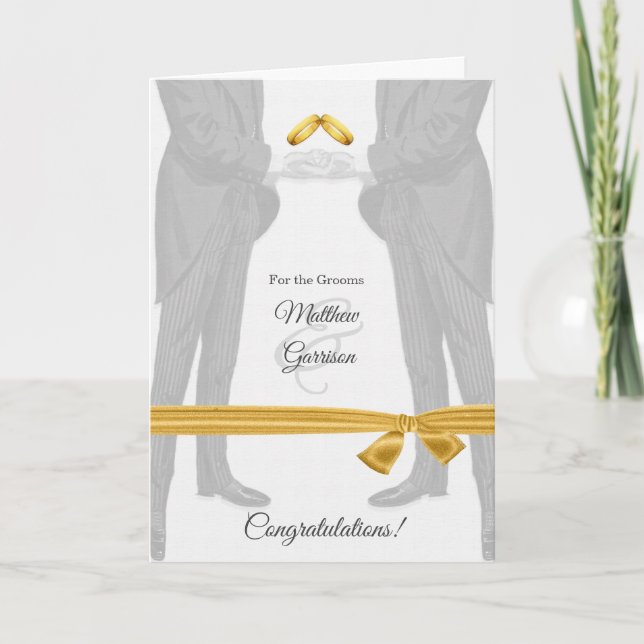 Gay Wedding Congratulations Two Grooms Vintage Card (Front)