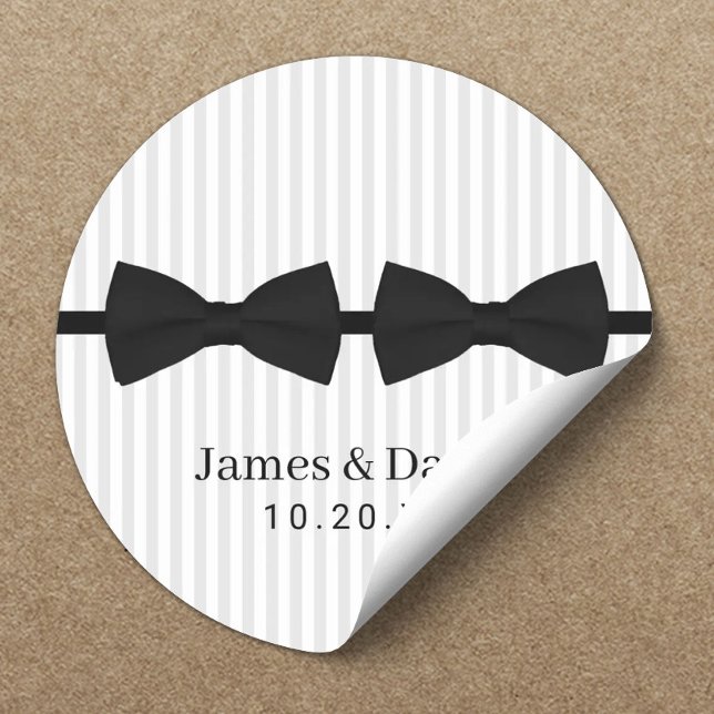 Gay Wedding Double Bow Tie Classy Stripes Seal (Creator Uploaded)