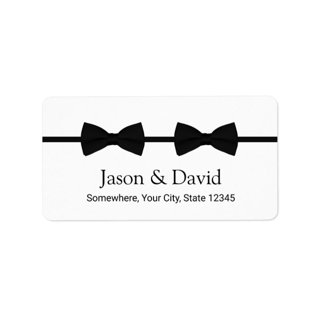 Gay Wedding Double Bow Ties Address Label (Front)