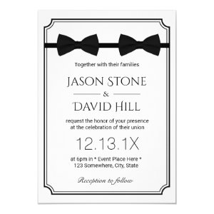 Gay Wedding Double Bow Ties Classic Framed Card