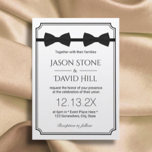 Gay Wedding Double Bow Ties Classic Framed Invitation