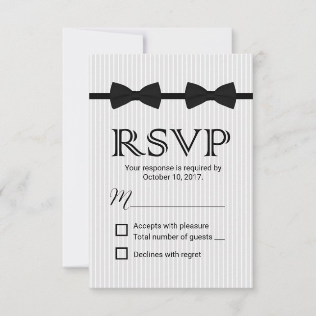 Gay Wedding Double Bow Ties Classic RSVP Card (Front)