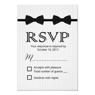 Gay Wedding Double Bow Ties Classic RSVP Card