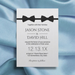 Gay Wedding Double Bow Ties Classic Wedding Invitation