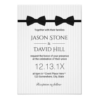 Gay Wedding Double Bow Ties Classic Wedding Invitation
