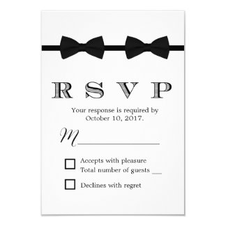 Gay Wedding Double Bow Ties Minimalist RSVP Card