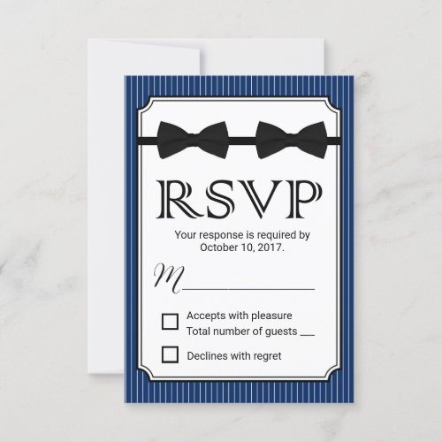 Gay Wedding Double Bow Ties Navy Blue RSVP
