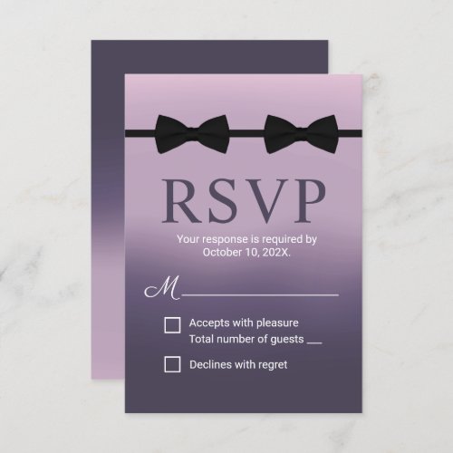 Gay Wedding Double Bow Ties Purple RSVP