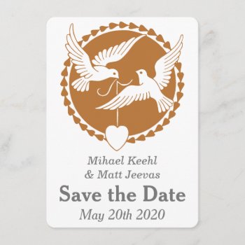 Gay Wedding Elegant Love Doves Save The Date Card by AGayMarriage at Zazzle