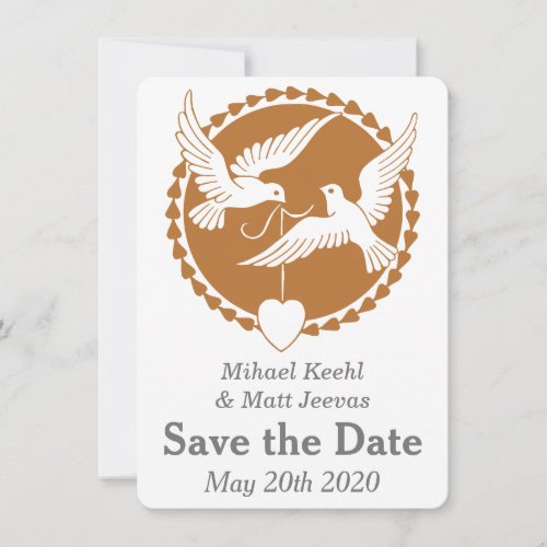 Gay Wedding Elegant Love Doves Save the Date Card