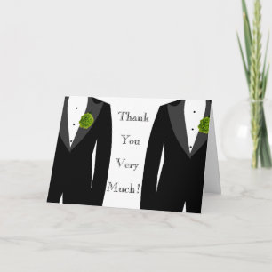 Gay Wedding Green Carnation Grooms' Thank You Card