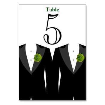 Gay Wedding Green Carnation Table Number Card by AGayMarriage at Zazzle