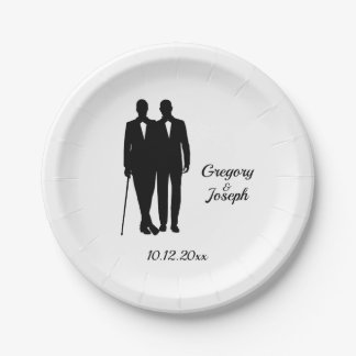 Gay Wedding Grooms Paper Plates