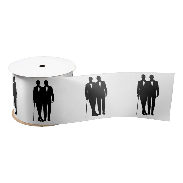 Gay Wedding Grooms Satin Ribbon (Spool)