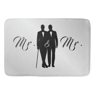 Gay Wedding Grooms Silver Bath Mat