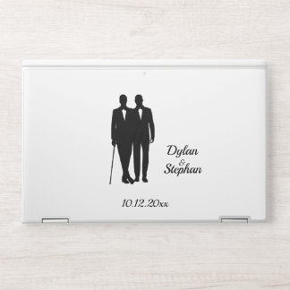 Gay Wedding Grooms with Names and Date HP Laptop Skin