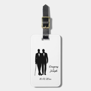 Gay Wedding Grooms with Names and Date Luggage Tag