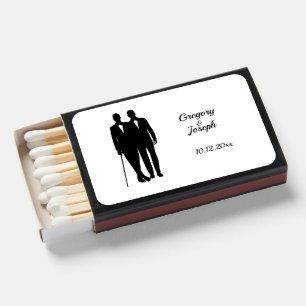 Gay Wedding Grooms with Names and Date Matchboxes