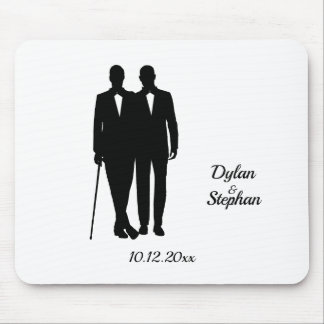 Gay Wedding Grooms with Names and Date Mouse Pad