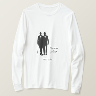 Gay Wedding Grooms with Names and Date T-Shirt