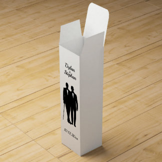 Gay Wedding Grooms with Names and Date Wine Box