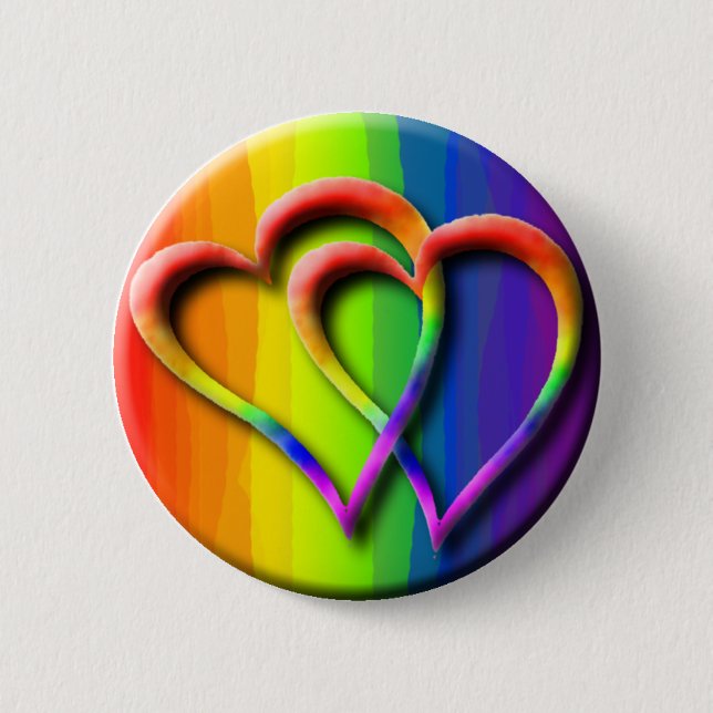 Gay Wedding Hearts Pride Parade LGBT Love Pinback Button (Front)