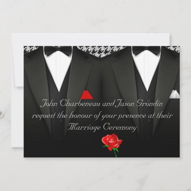 Gay Wedding Invitation Elegant Tuxedos (Front)