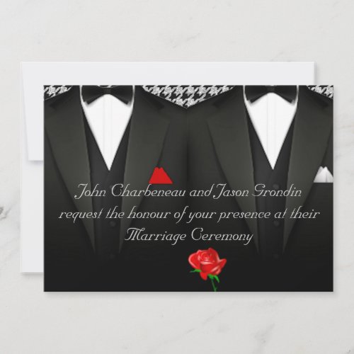 Gay Wedding Invitation Elegant Tuxedos