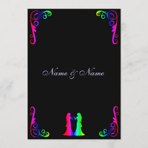 Gay Wedding Invitation - Rainbow Bride and Bride