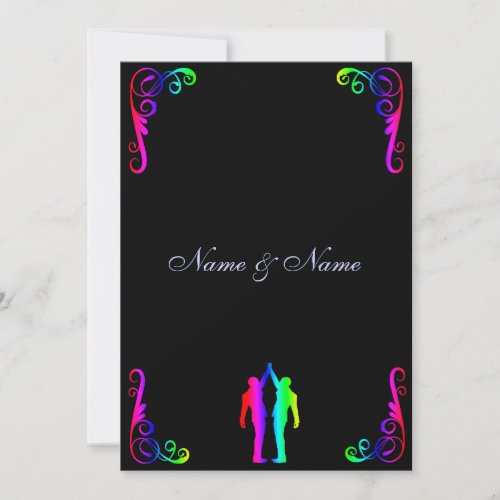 Gay Wedding Invitation - Rainbow Groom and Groom