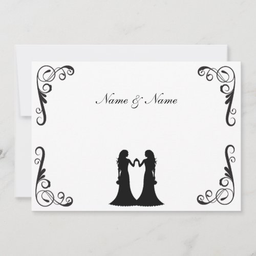 Gay Wedding Invite - Two Brides Black and White