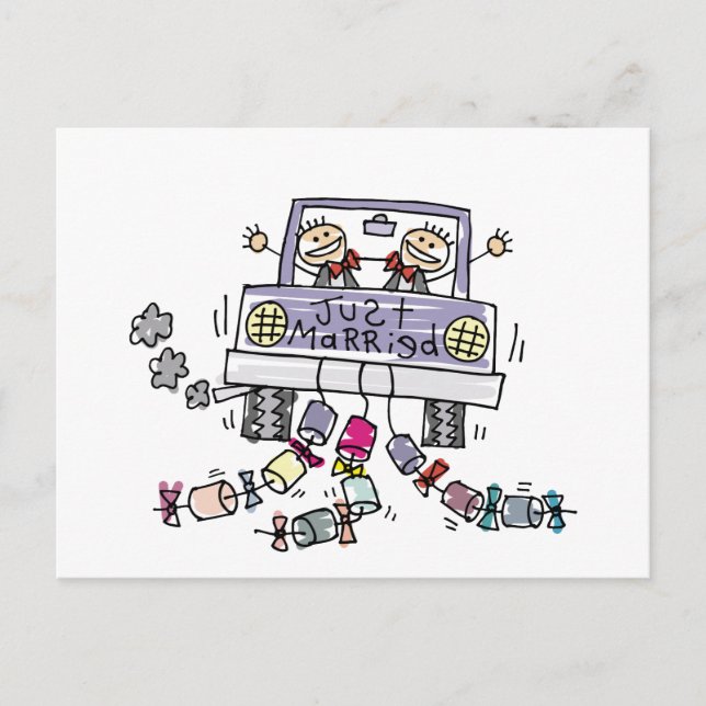 Gay Wedding Just Married Announcement Postcard (Front)