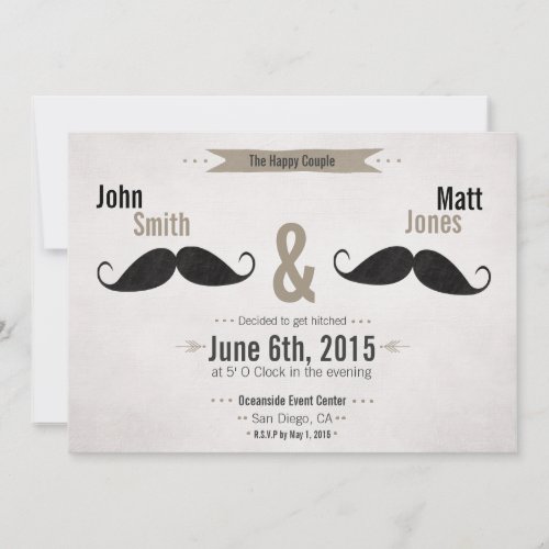 Gay Wedding Moustache Invitation