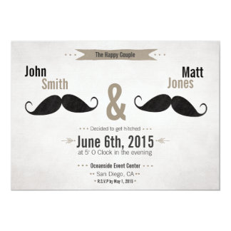 Gay Wedding Moustache Invitation