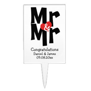 Gay Wedding Mr and Mr Modern Bold Cake Topper