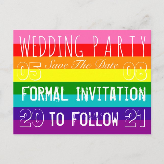 Gay Wedding Party Invitation Save The Date LGBT (Front)