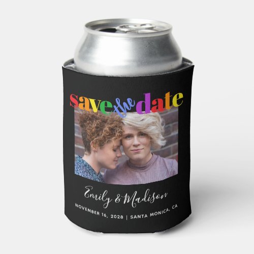 Gay Wedding Photo Save the Date Can Cooler