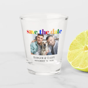 Gay Wedding Photo Save the Date Shot Glass